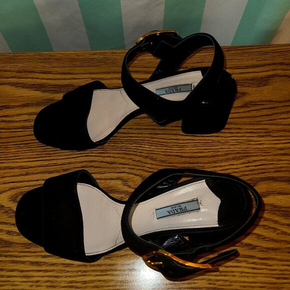 Prada Black Suede Platform Sandal, 75mm, Size EU 40 US 9-10 - Picture 1 of 6
